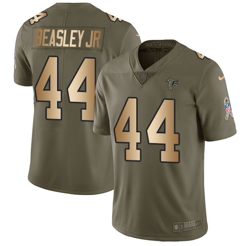 Nike Falcons #44 Vic Beasley Jr Olive/Gold Men's Stitched NFL Limited Salute To Service Jersey - Click Image to Close